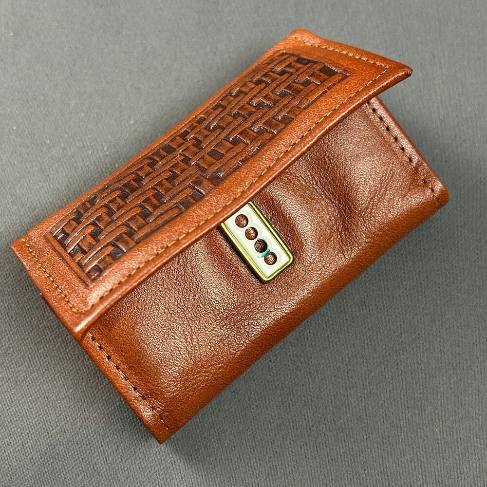 Vintage NOS Amity Brown Leather Folding Key Case Holder - Picture 9 of 15